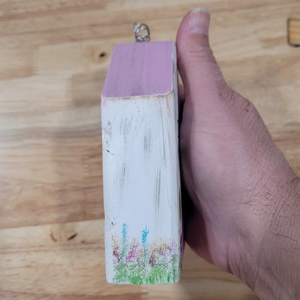Hand Painted Wooden Wall Art Signed Rustic Cottagecore Farmhouse Decor Original